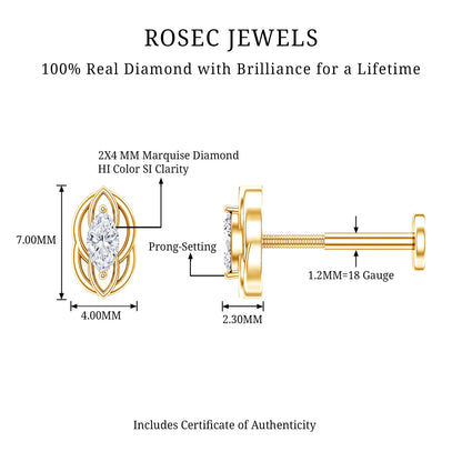 Marquise Diamond Solitaire Cartilage Earring
