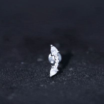 Pear Shape Diamond Curved Helix Earring