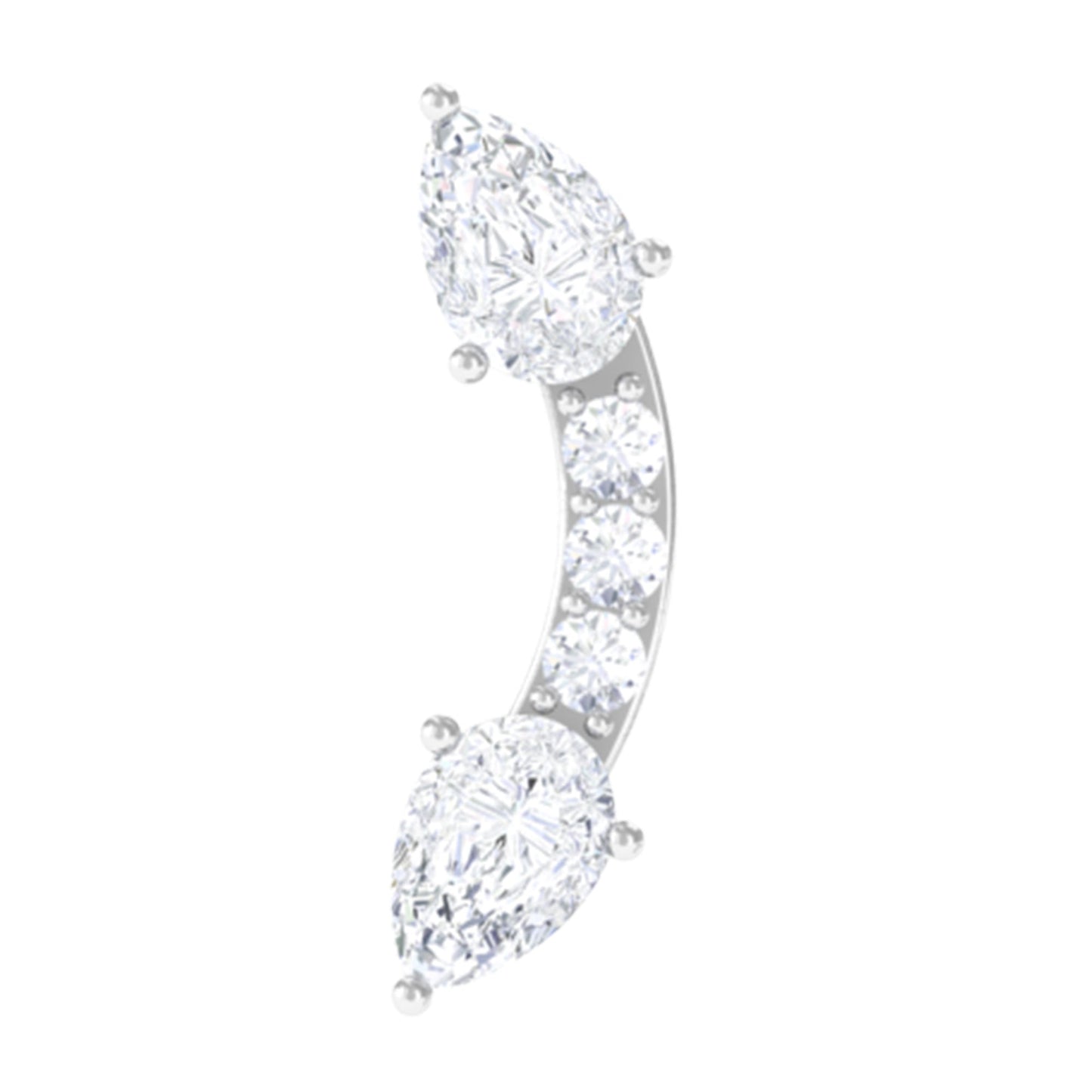Pear Shape Diamond Curved Helix Earring