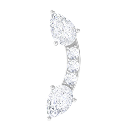 Pear Shape Diamond Curved Helix Earring