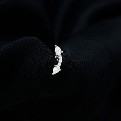 Pear Shape Diamond Curved Helix Earring