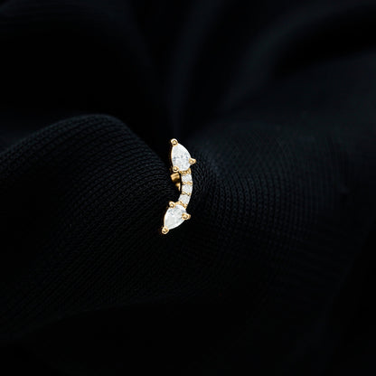 Pear Shape Diamond Curved Helix Earring