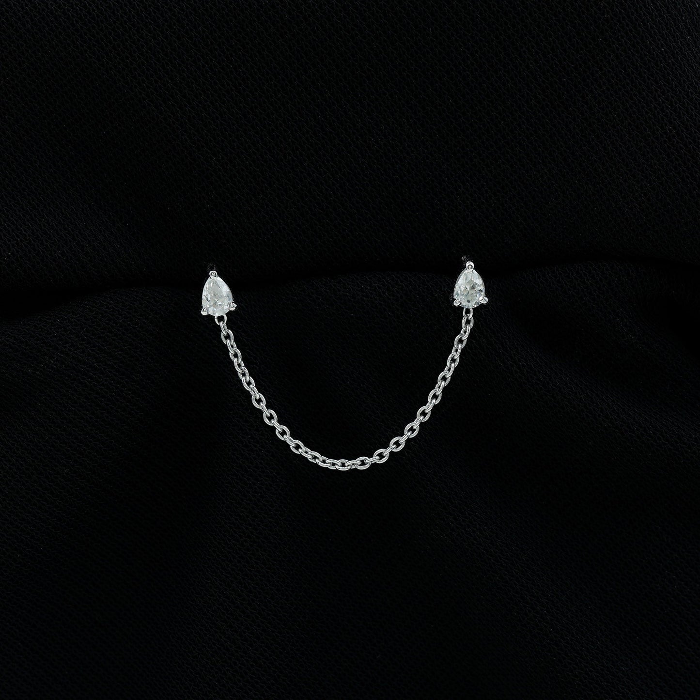 Pear Shape Diamond Chain Double Piercing Earring