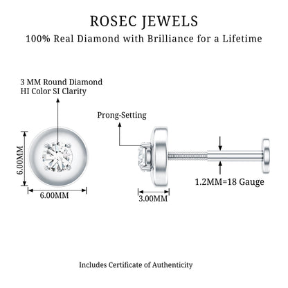 Classic Diamond Solitaire Helix Piercing Earring