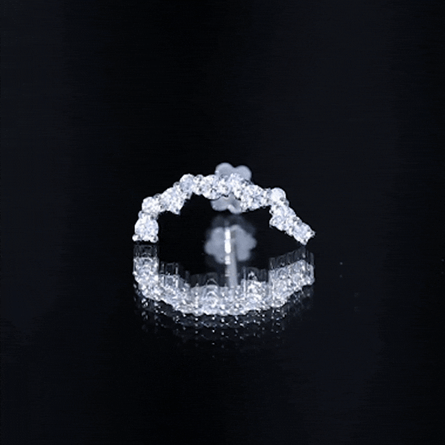 Certified Diamond Curved Crawler Earring for Women
