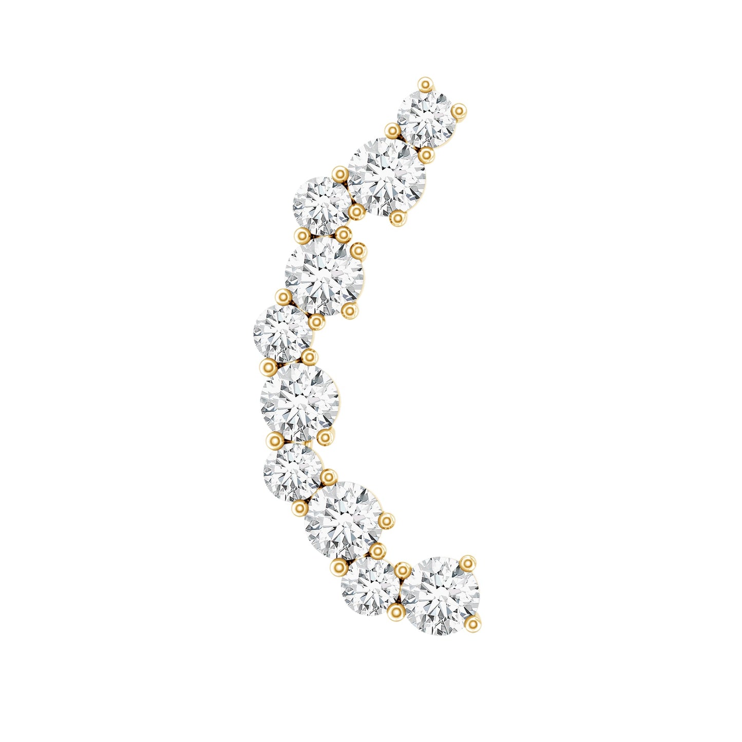 Certified Diamond Curved Crawler Earring for Women