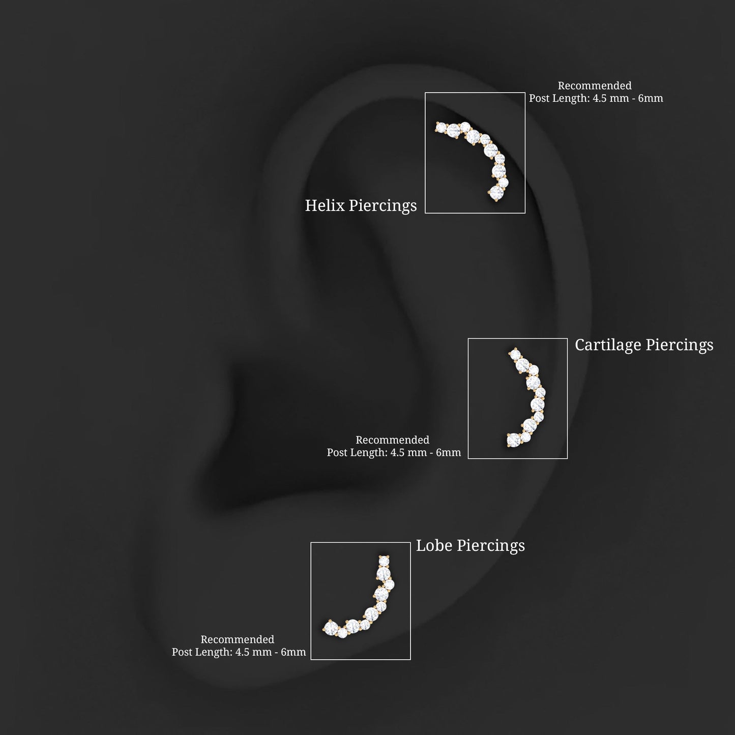 Certified Diamond Curved Crawler Earring for Women