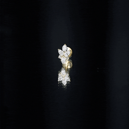 Marquise Diamond Cluster Flower Earring with Flat Back