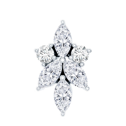 Marquise Diamond Cluster Flower Earring with Flat Back