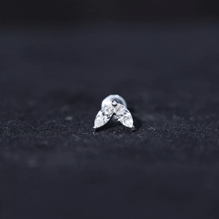 Marquise Diamond Two Stone Earring for Tragus Piercing
