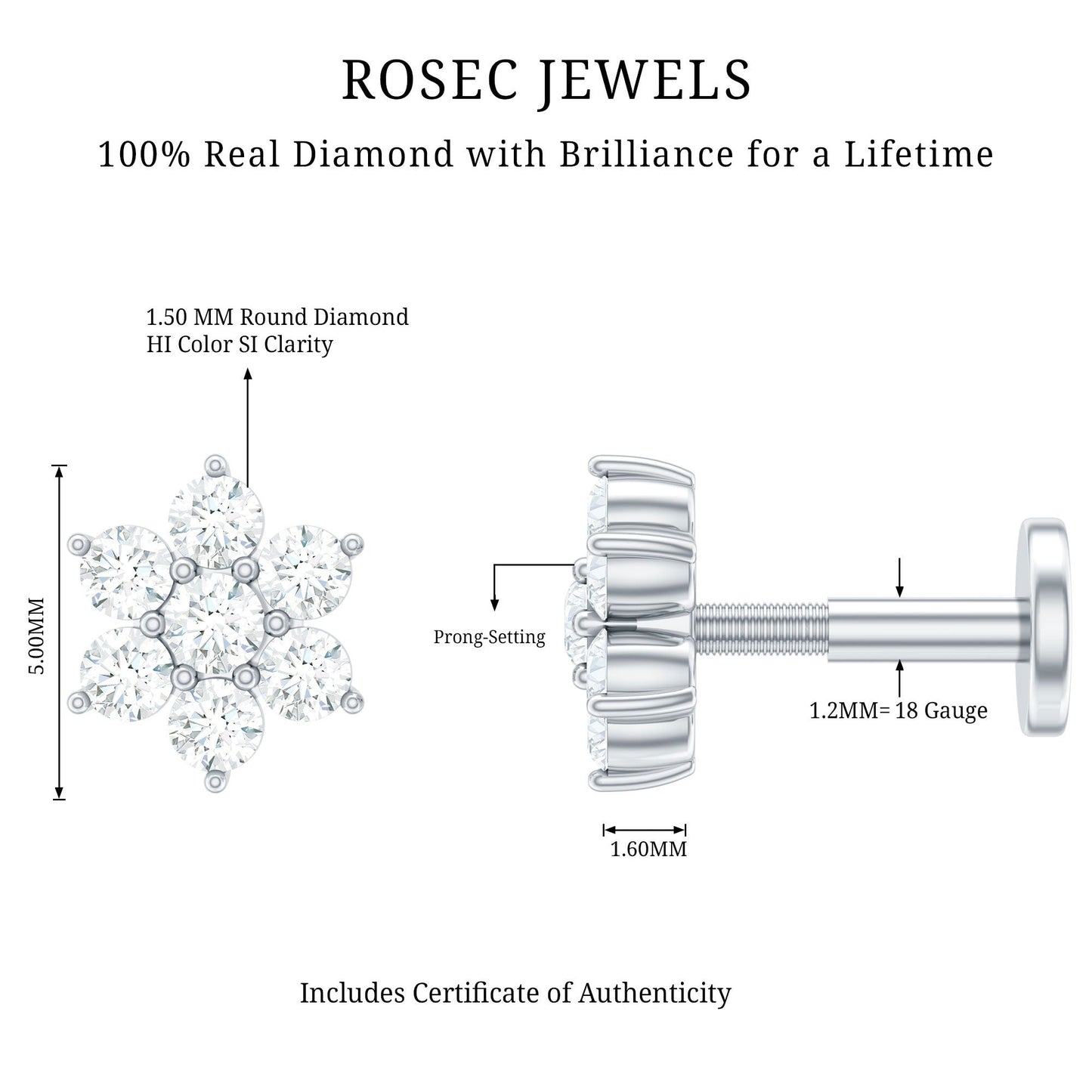 Simple Diamond Flower Cartilage Earring