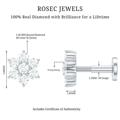 Simple Diamond Flower Cartilage Earring