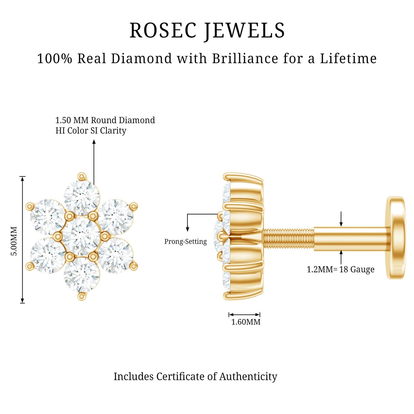 Simple Diamond Flower Cartilage Earring