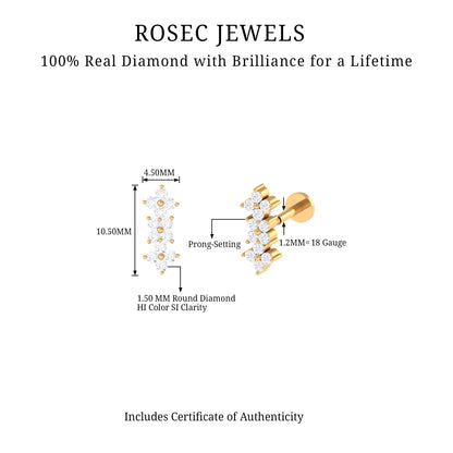 Diamond Flower Crawler Earring for Helix Piercing