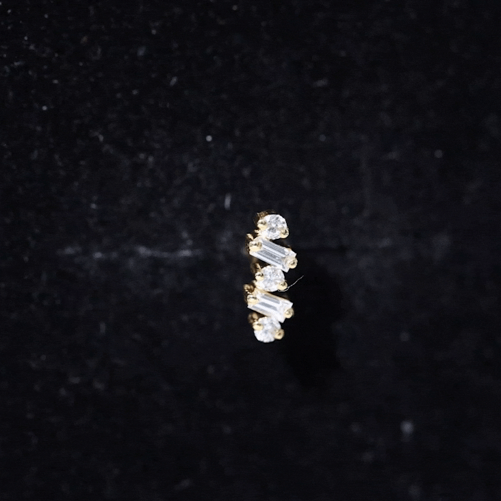 Baguette Shape Diamond Cartilage Piercing Earring