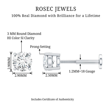 Minimalist Diamond Solitaire Conch Earring