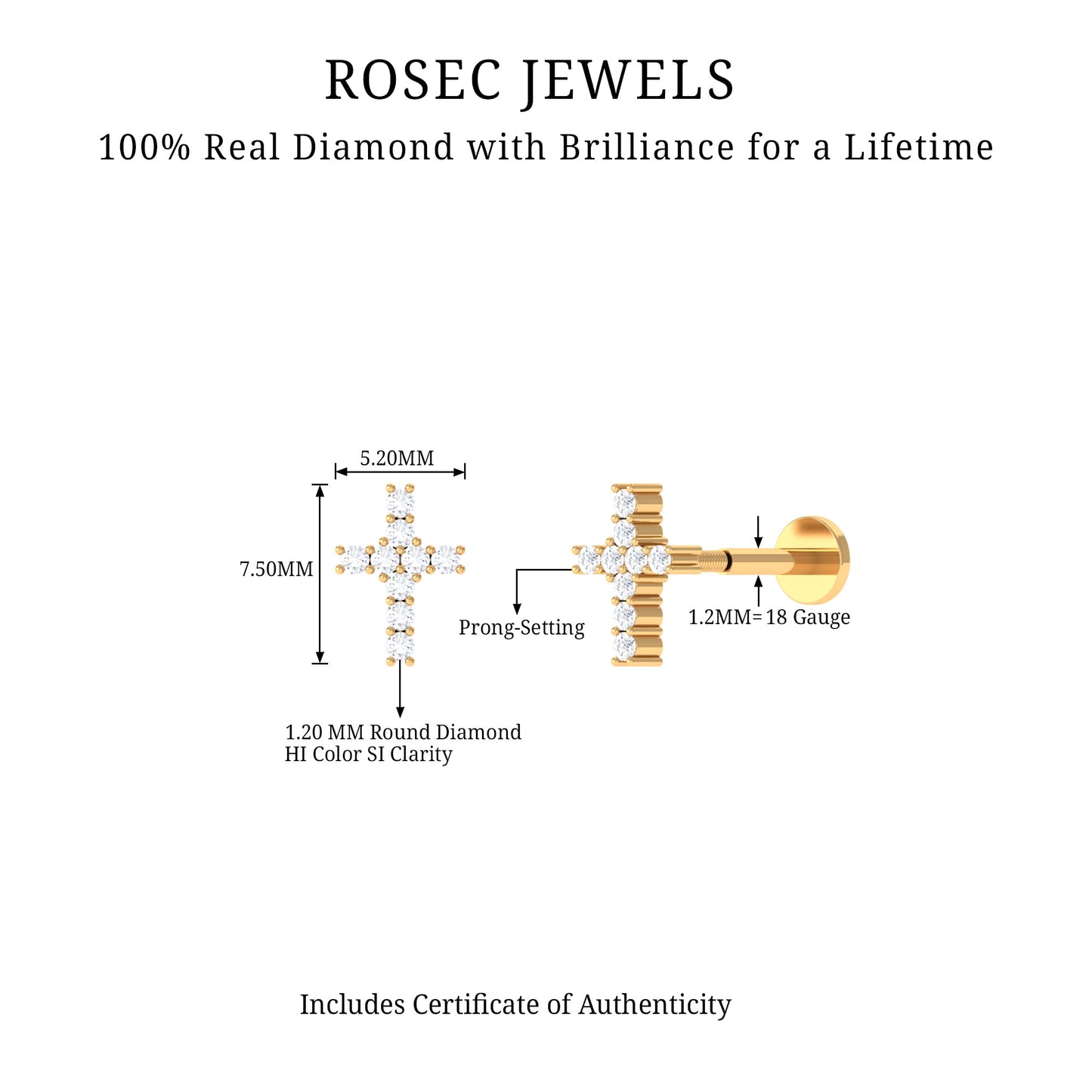 Minimalist Diamond Cross Cartilage Earring