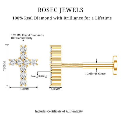 Minimalist Diamond Cross Cartilage Earring