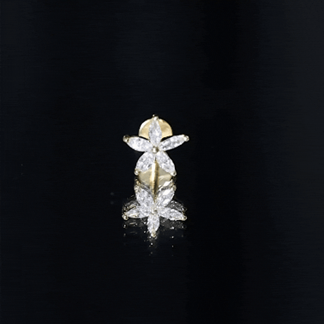 Marquise Diamond Floral Upper Lobe Earring