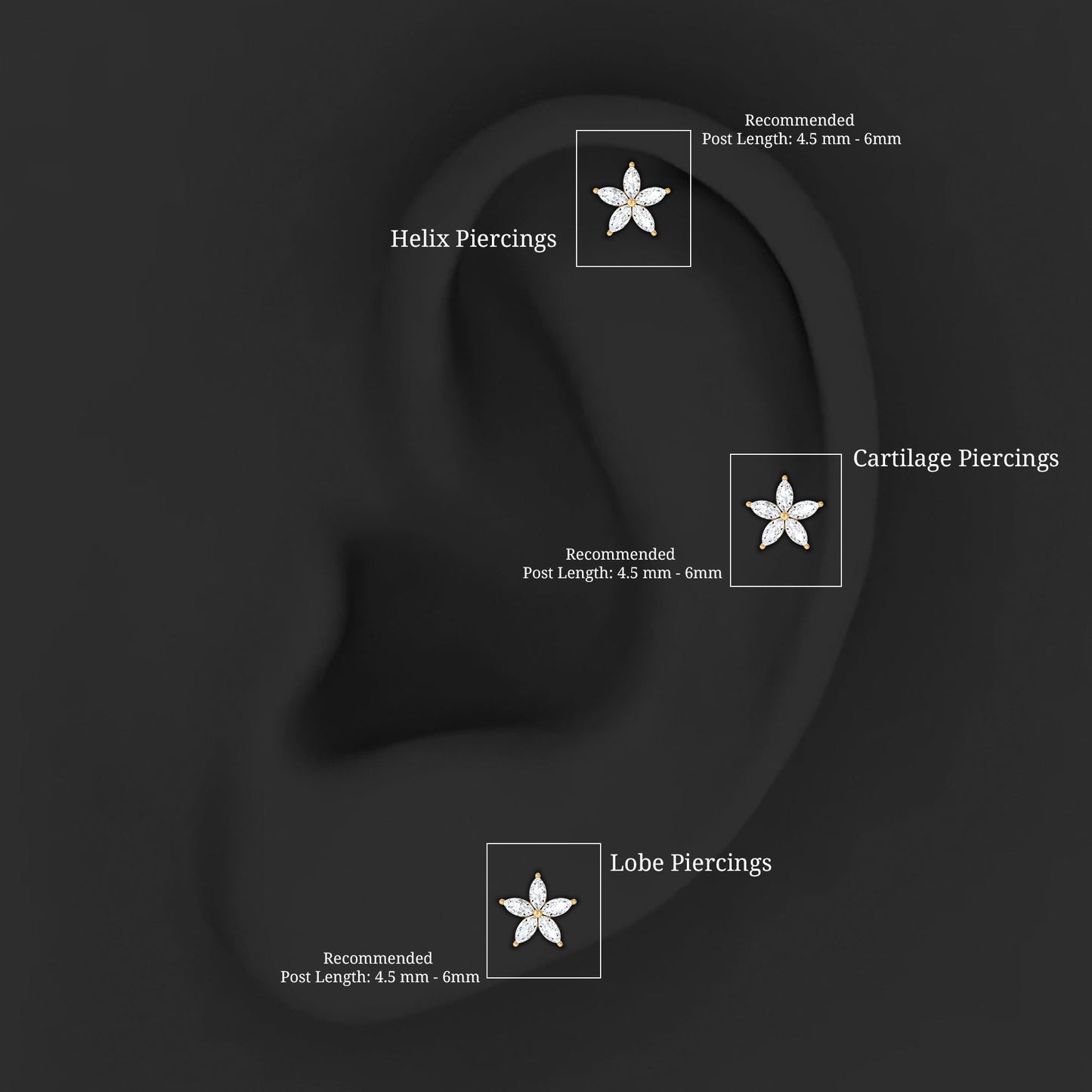 Marquise Diamond Floral Upper Lobe Earring