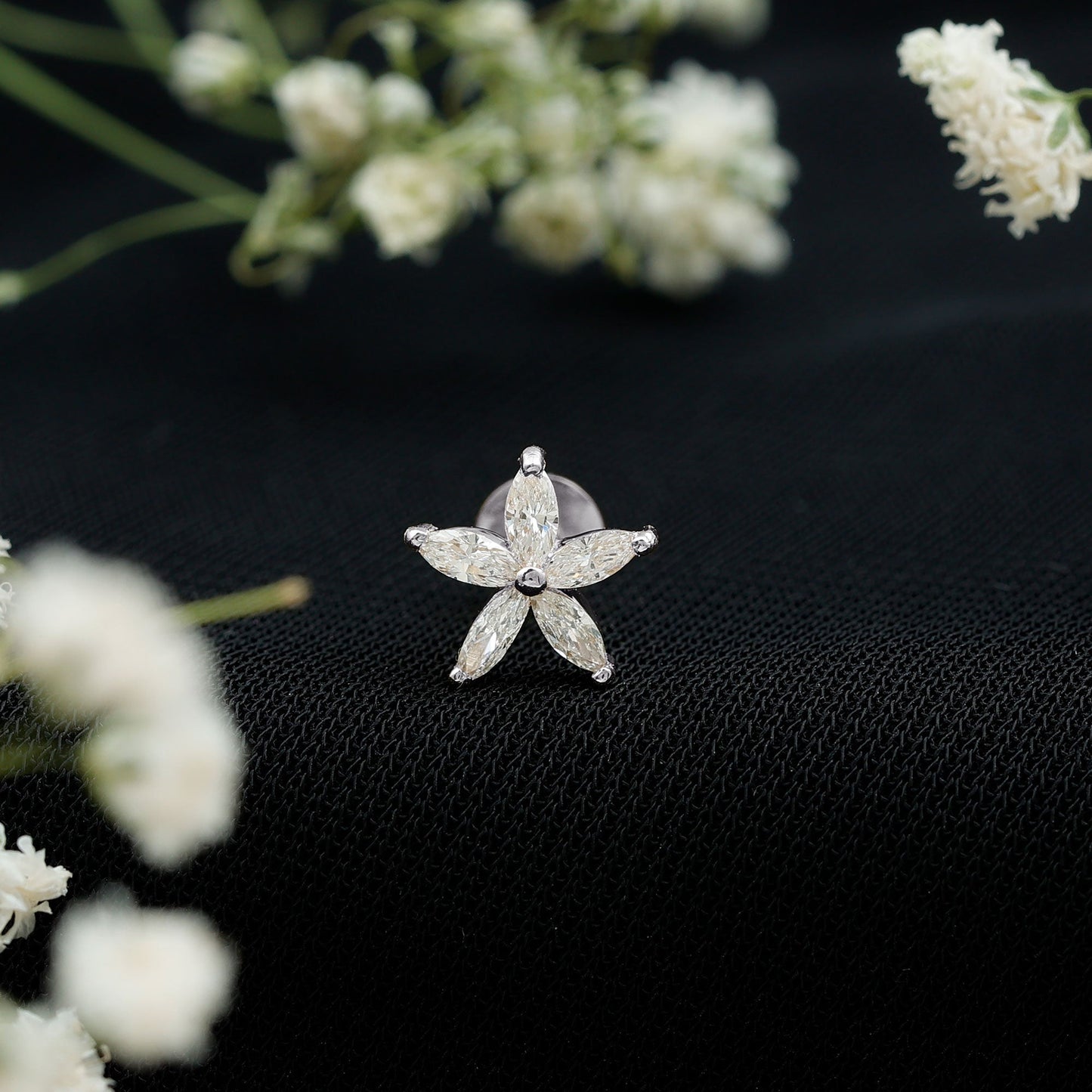 Marquise Diamond Floral Upper Lobe Earring