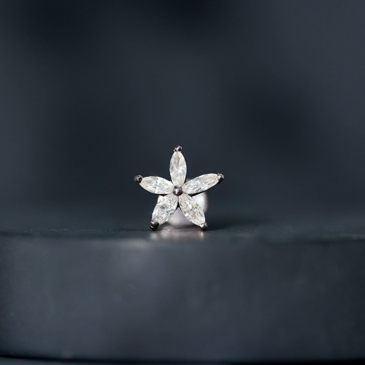 Marquise Diamond Floral Upper Lobe Earring