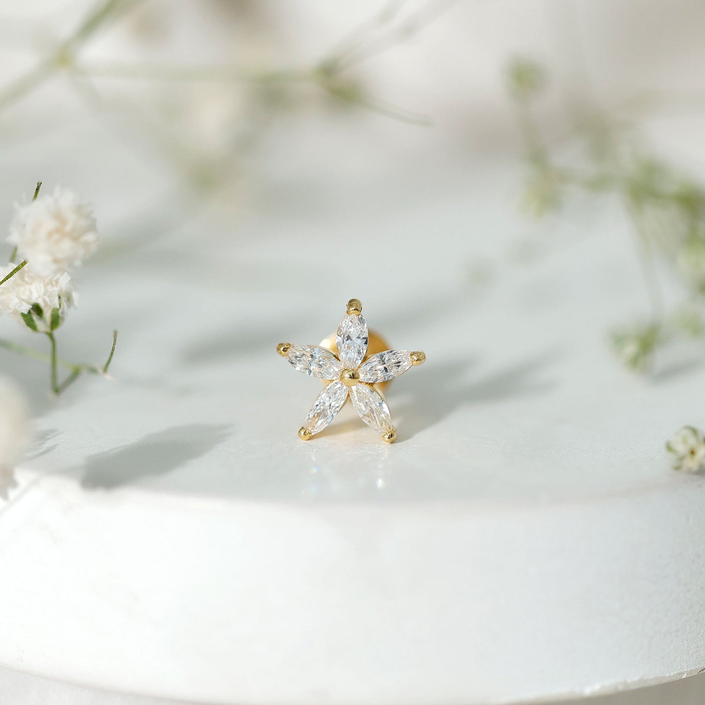 Marquise Diamond Floral Upper Lobe Earring