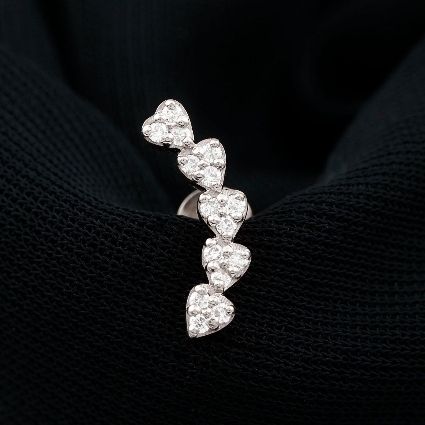 Diamond Heart Crawler Earring for Helix Piercing