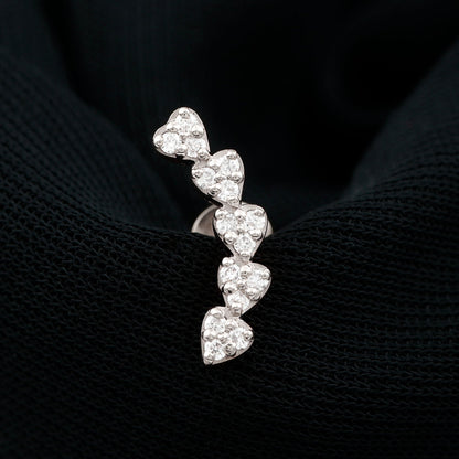 Diamond Heart Crawler Earring for Helix Piercing