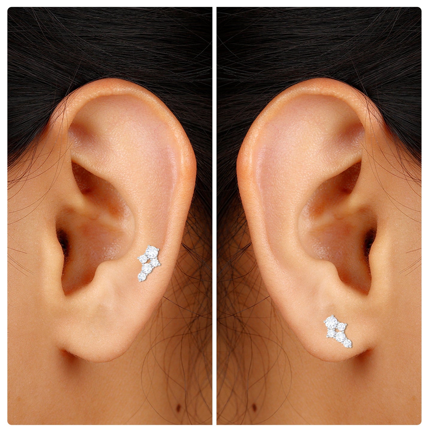 Certified Diamond Cluster Cartilage Piercing Earring