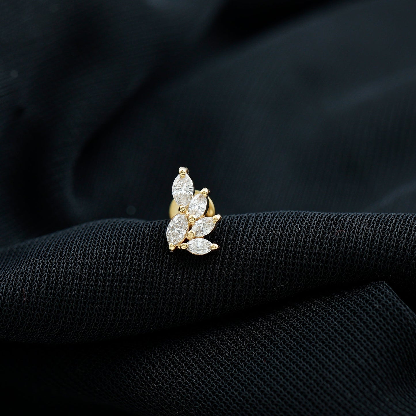 Nature Inspired Marquise Diamond Cluster Earring for Helix