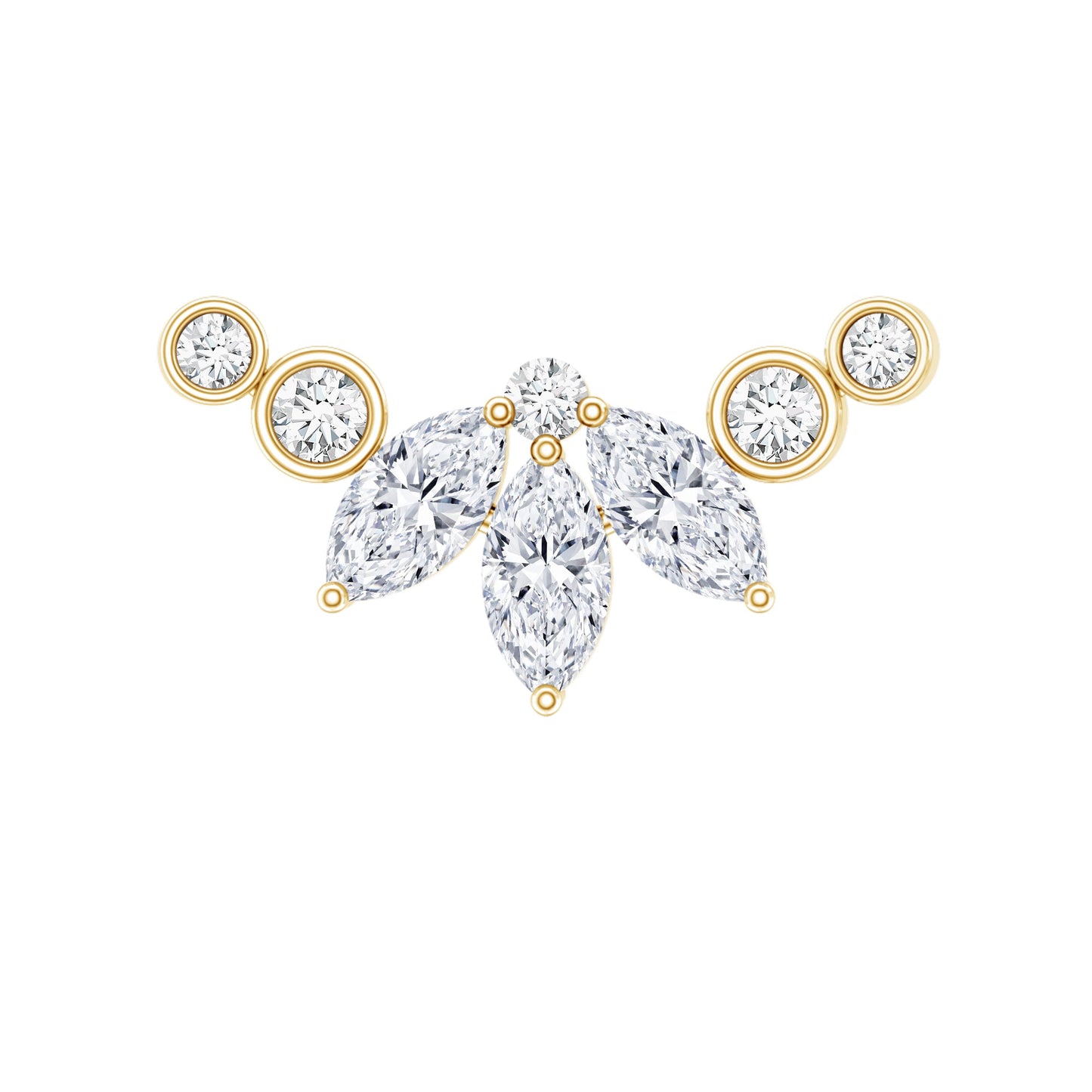 Marquise Diamond Crawler Earring for Cartilage Piercing
