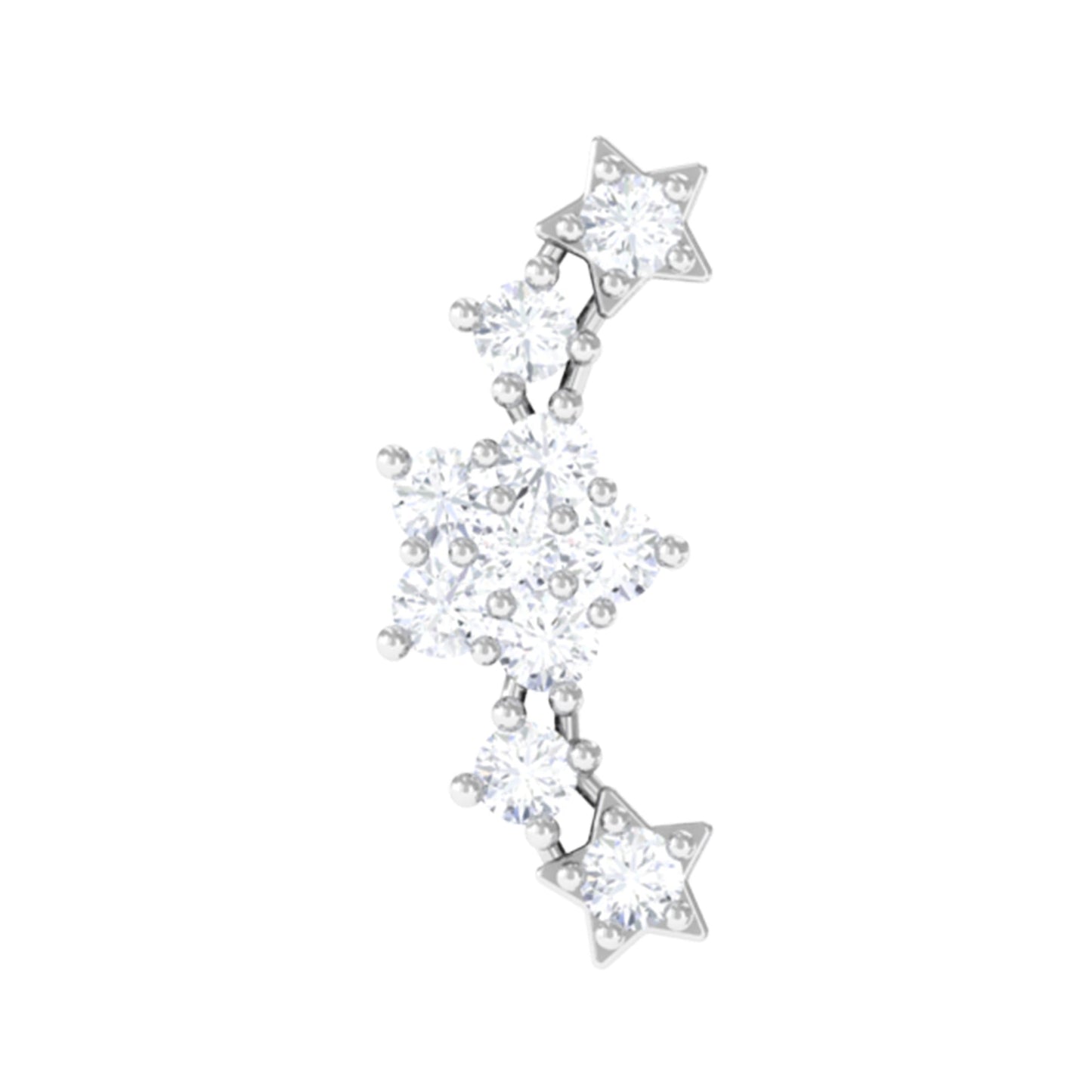 Brilliant Cut Diamond Star Ear Crawler Earring