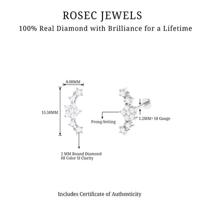Brilliant Cut Diamond Star Ear Crawler Earring