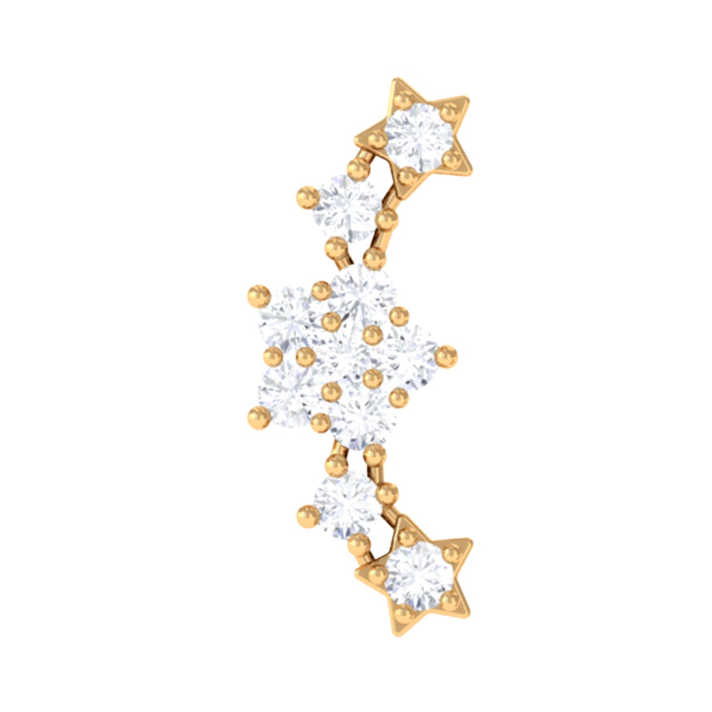 Brilliant Cut Diamond Star Ear Crawler Earring