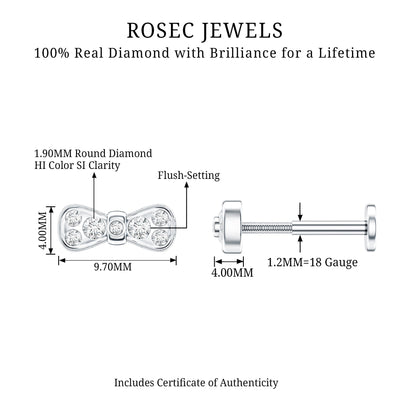 Diamonds Bow Cartilage Piercing Earring