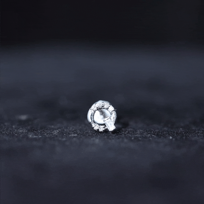 Natural Diamond Circle Earring for Helix Piercing