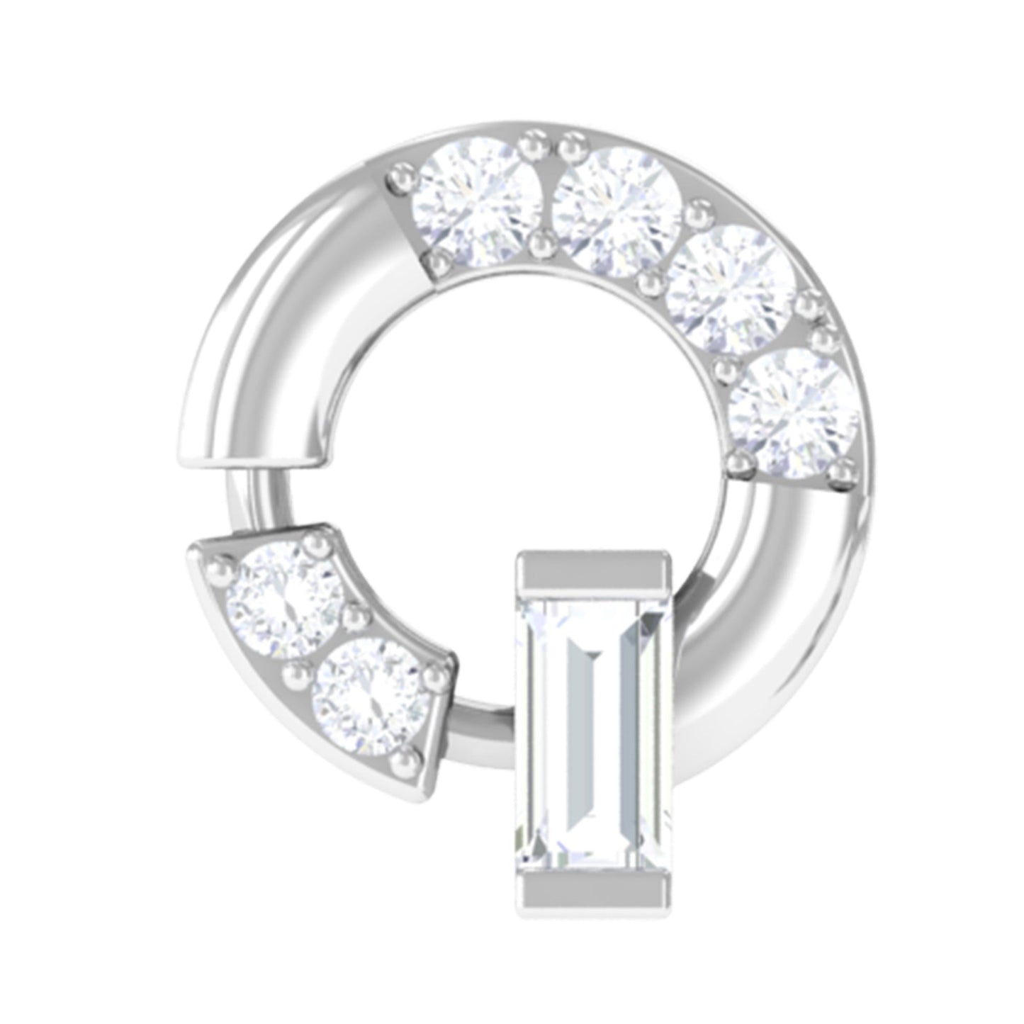 Natural Diamond Circle Earring for Helix Piercing