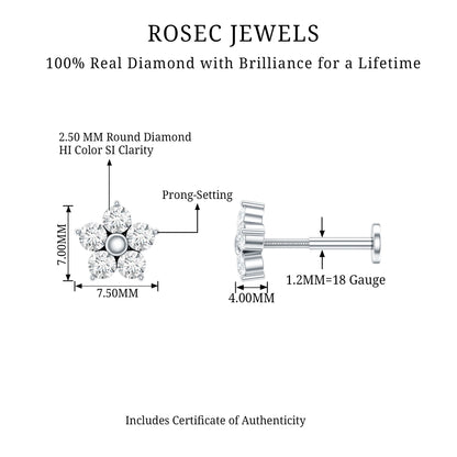 Nature Inspired Diamond Flower Earring for Tragus Piercing