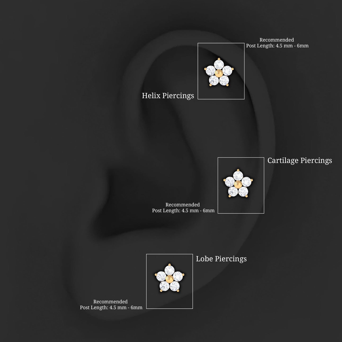 Nature Inspired Diamond Flower Earring for Tragus Piercing