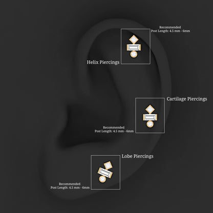 Three Multi Shape Diamond Helix Piercing Earring