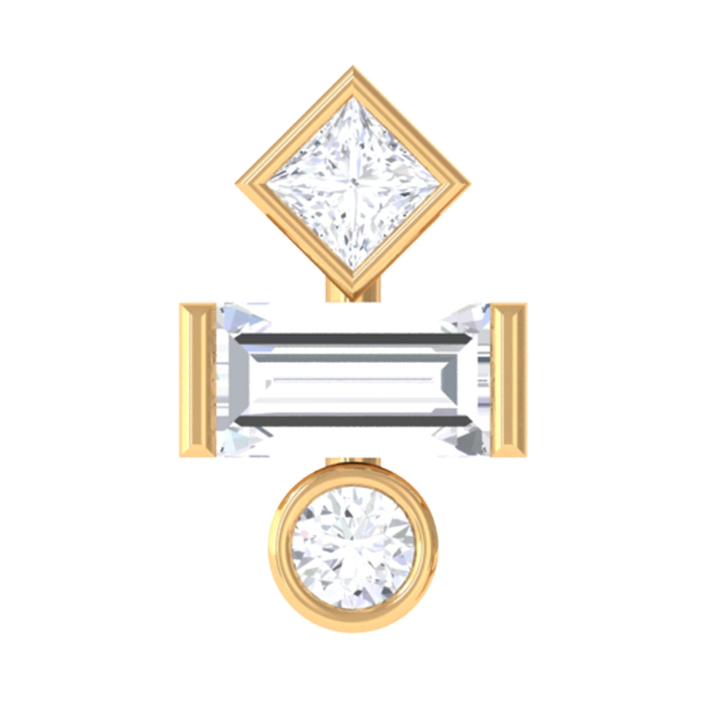 Three Multi Shape Diamond Helix Piercing Earring