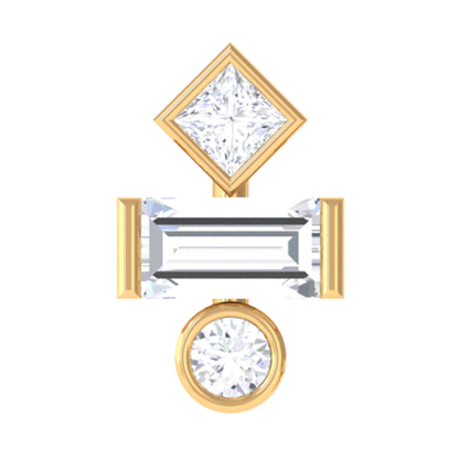 Three Multi Shape Diamond Helix Piercing Earring
