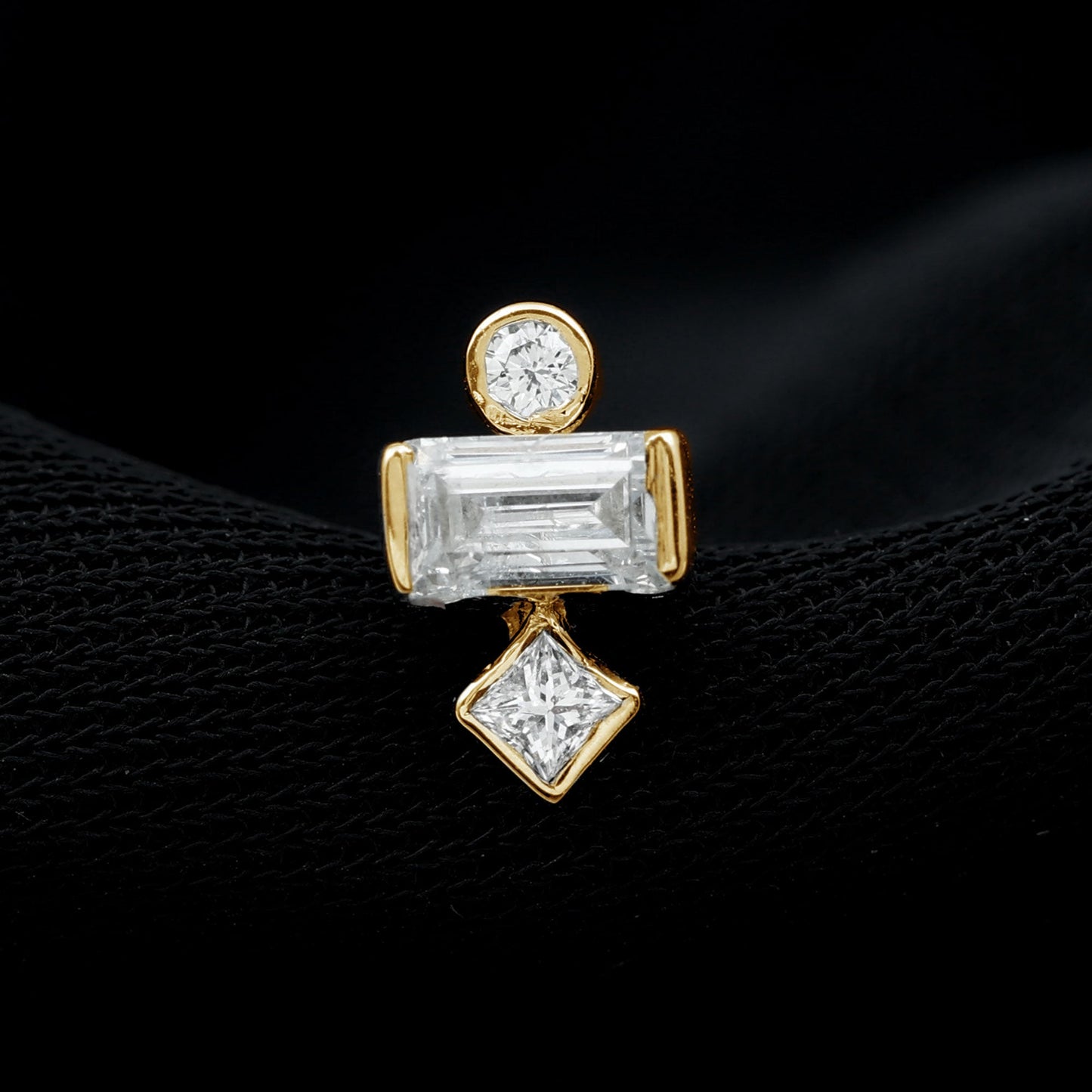 Three Multi Shape Diamond Helix Piercing Earring