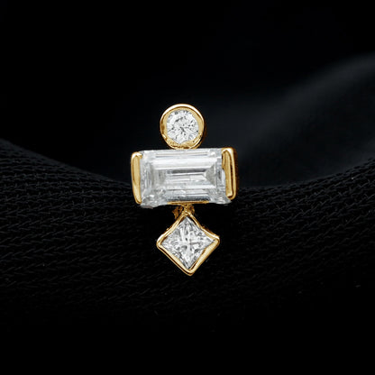Three Multi Shape Diamond Helix Piercing Earring