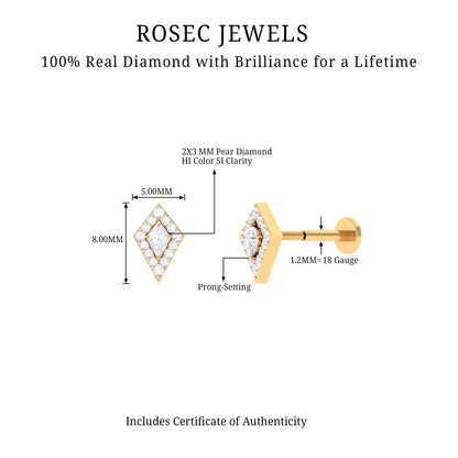 Modern Kite Shape Diamond Helix Earring