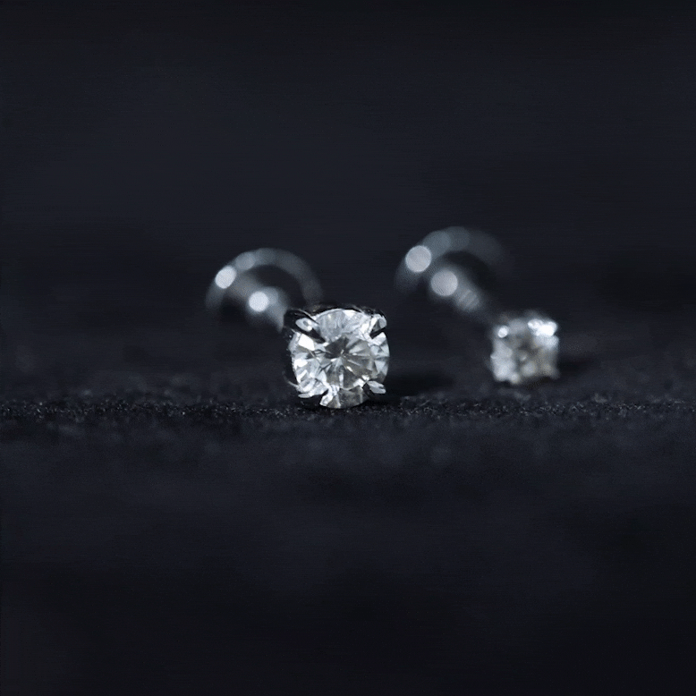 Brilliant Cut Diamond Solitaire Earring Set for Helix Piercing