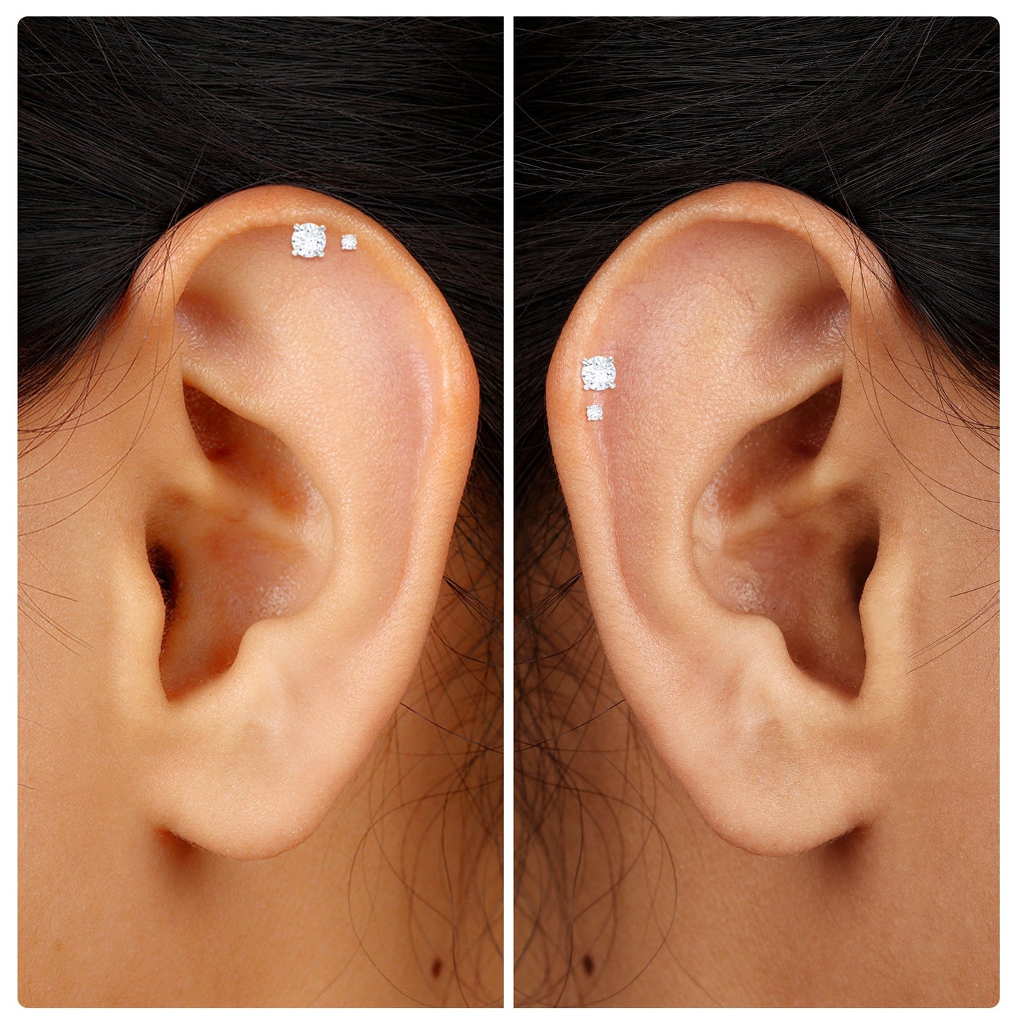 Brilliant Cut Diamond Solitaire Earring Set for Helix Piercing