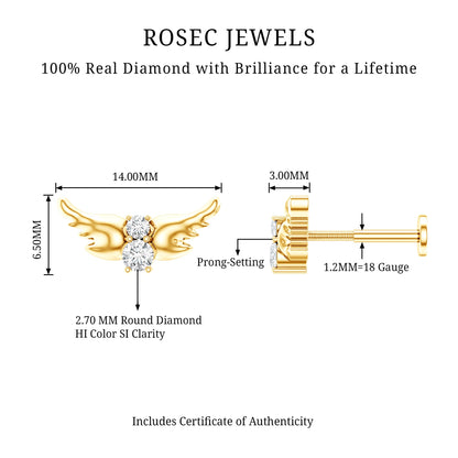 Animal Inspired Diamond Bird Earring for Helix Piercing