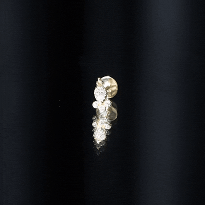Minimal Diamond Tragus Earring in Beaded Bezel Setting